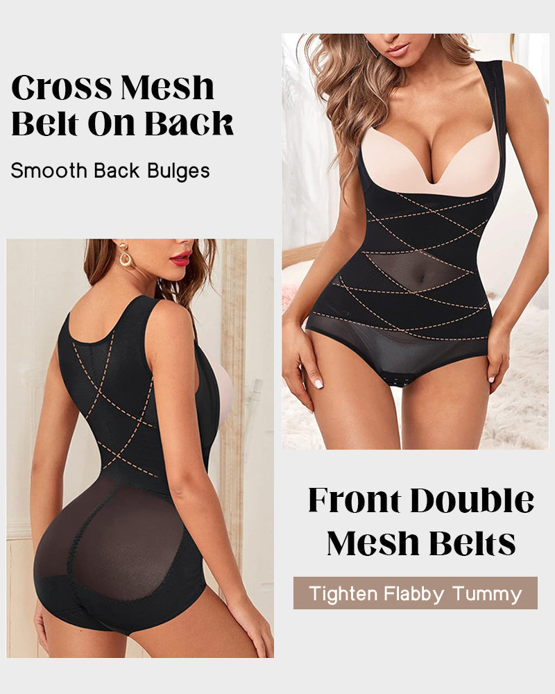 Open Bust Cross Compression Body Shaper