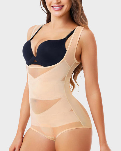 Open Bust Cross Compression Body Shaper
