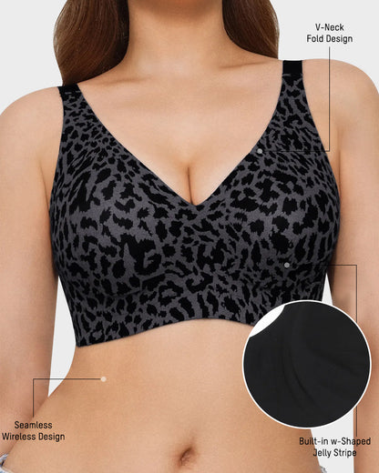 Wireless Leopard V-Neck Contour Bra