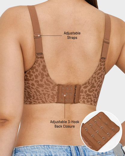 Wireless Leopard V-Neck Contour Bra