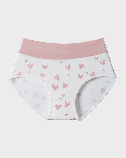 Soft Cotton Heart Print High-Waist Panties (6 Pack)