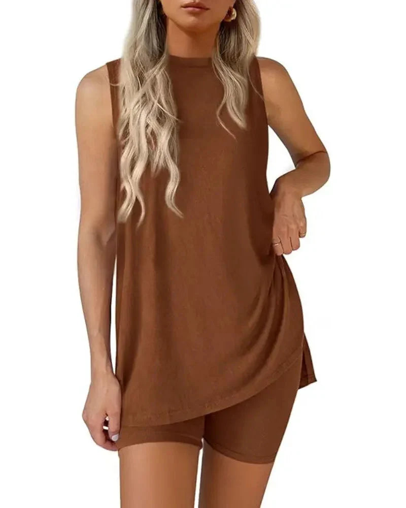 Sleeveless 2 Piece Set Summer Lounge Shorts Casual Travel Homewear