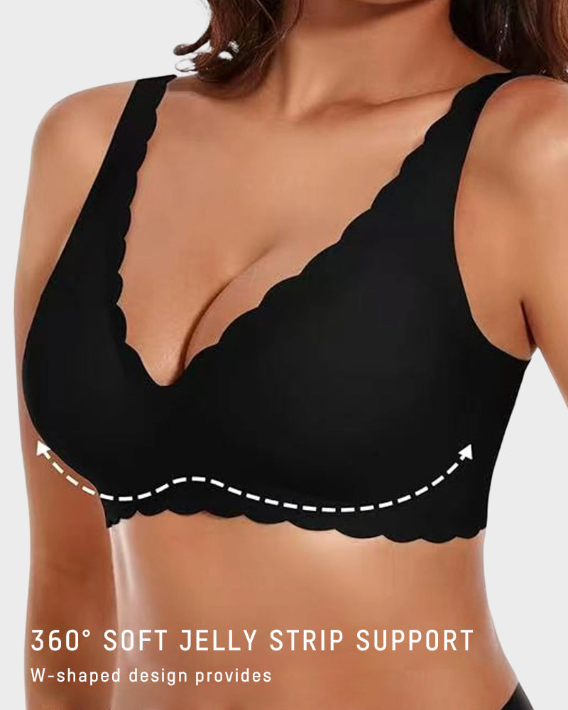 Deep V Seamless Scalloped Wireless Lift Bra