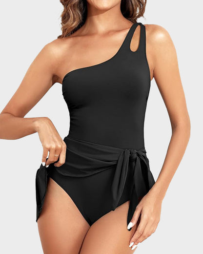 One-Shoulder Tummy Control Swim Dress