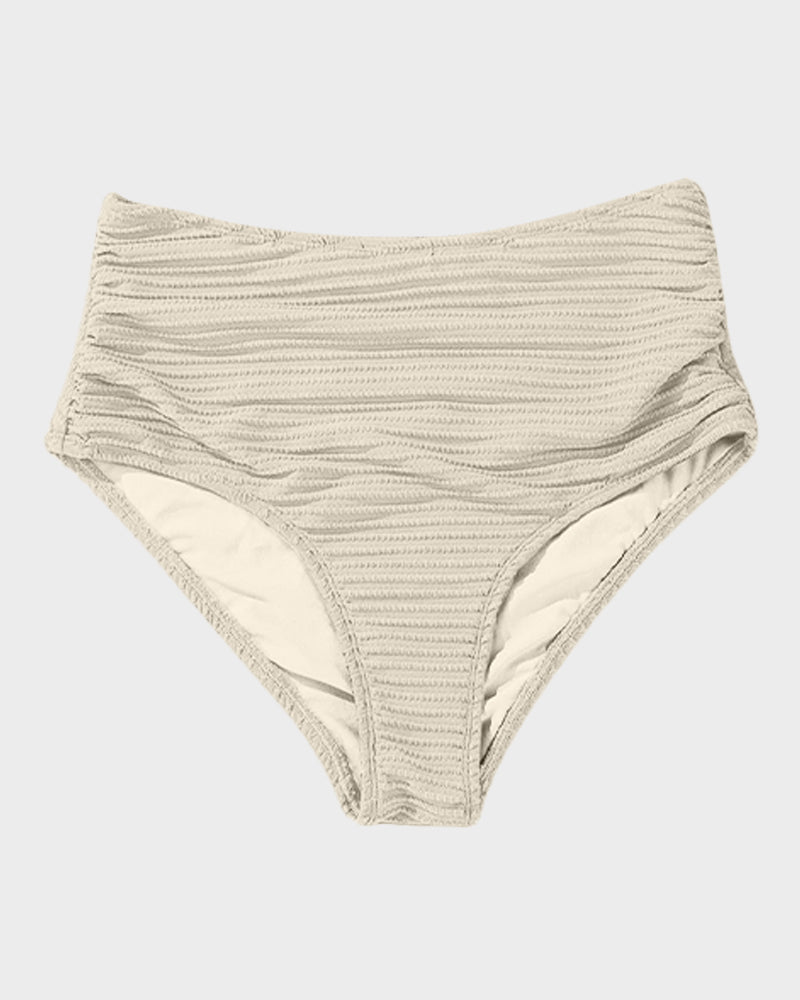 Textured Knot-Front High-Waisted Bikini Set