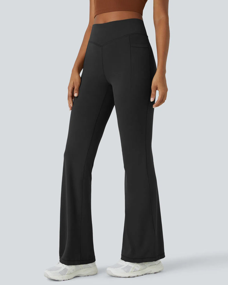 High-Waist Tummy Control Flare Leggings with Pockets